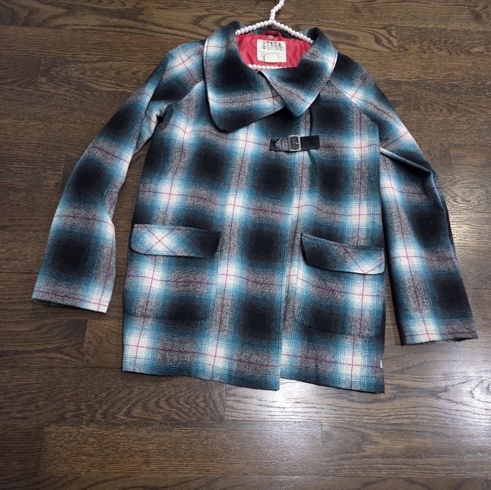 Billabong Plaid Women's Jacket with Buckle Detail Sz.L